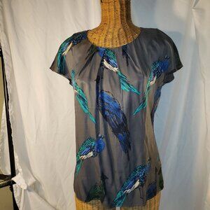 Boden Women's Blue Peacock Silk Blend Blouse in Gray - 4